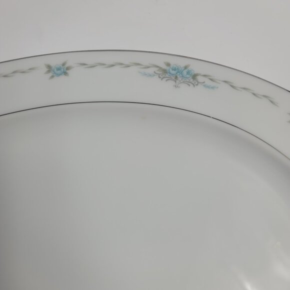 Style House Corsage Serving Platter White with Blue Roses 12 Inch - Picture 9 of 16